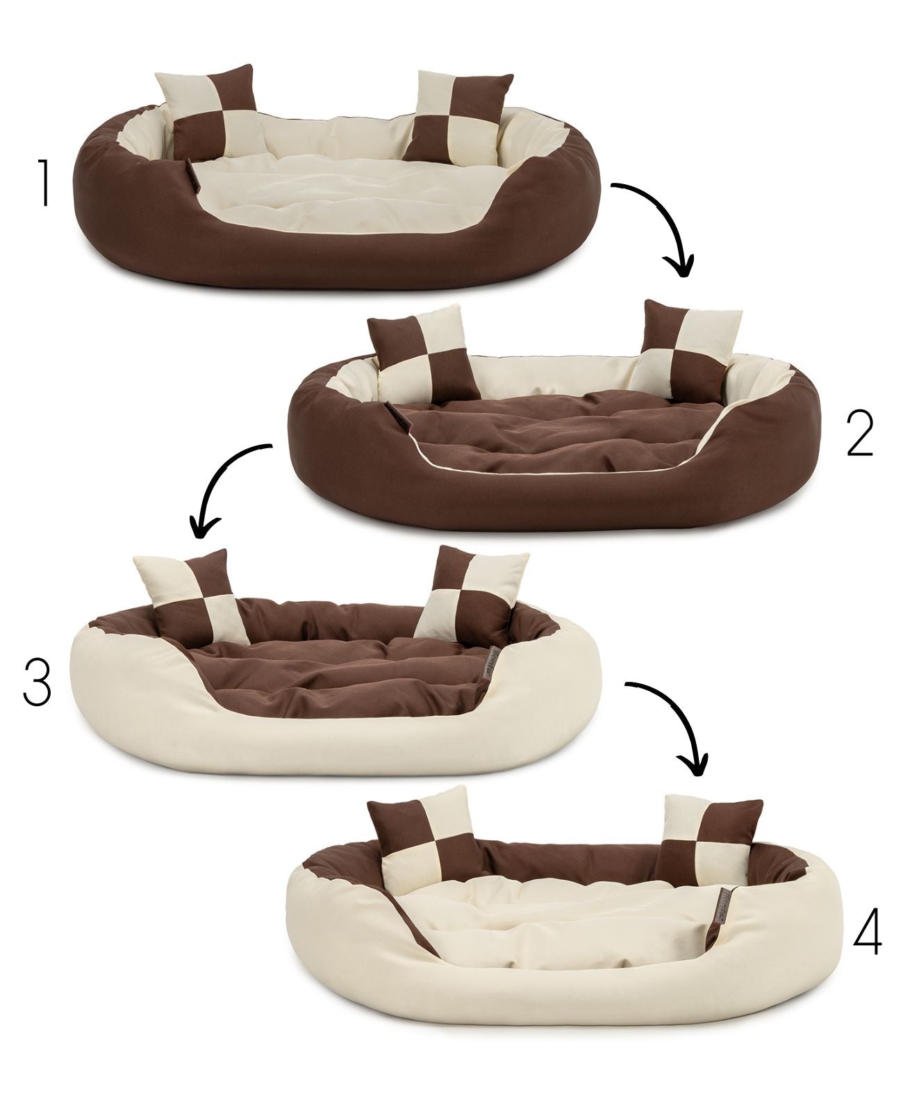 4-in-1 Hundebett mit Wendekissen