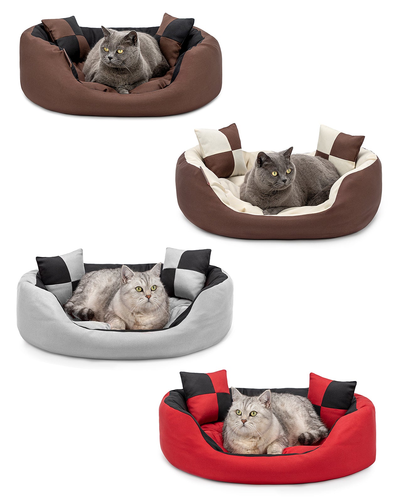 4-in-1 Katzenbett mit Wendekissen
