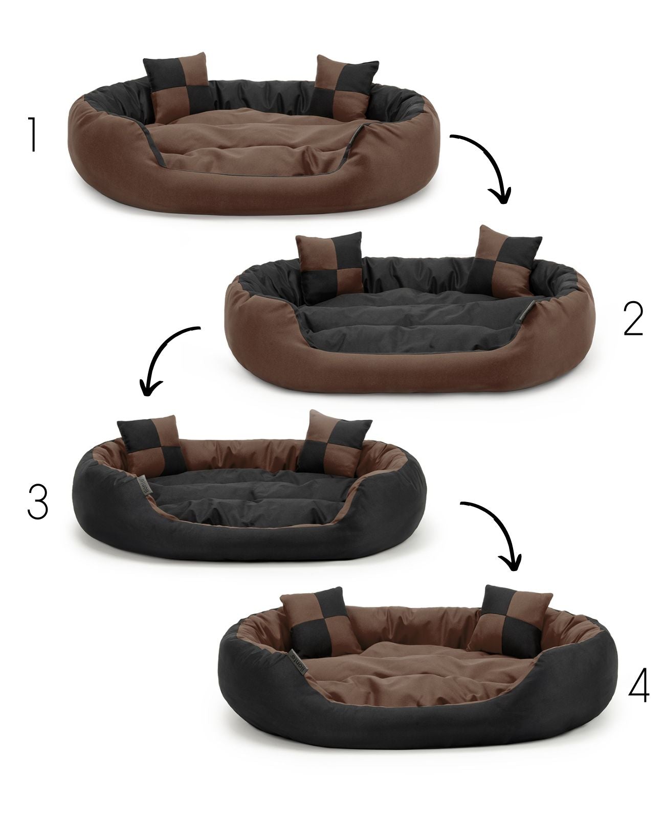 4-in-1 Hundebett mit Wendekissen