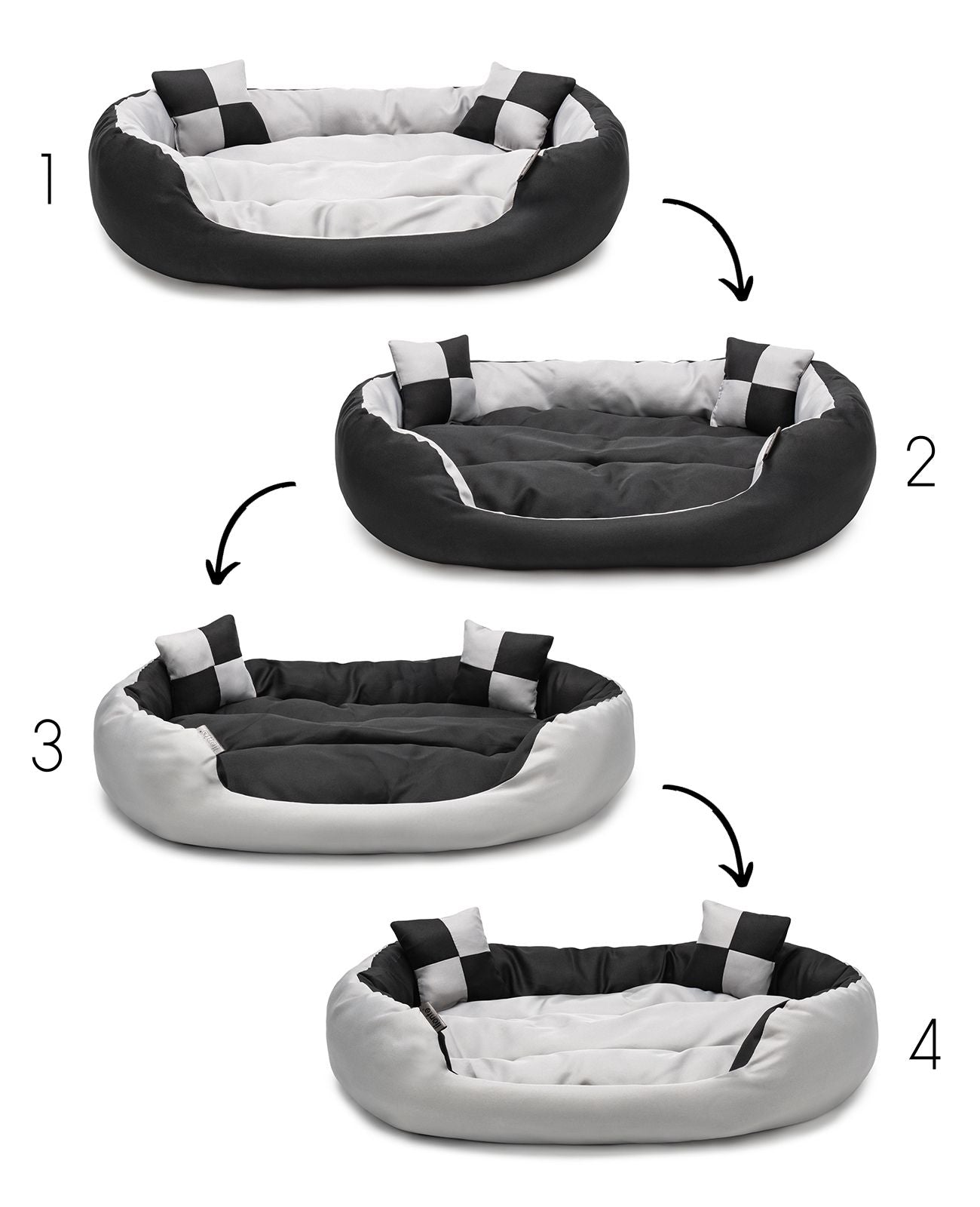 4-in-1 Hundebett mit Wendekissen