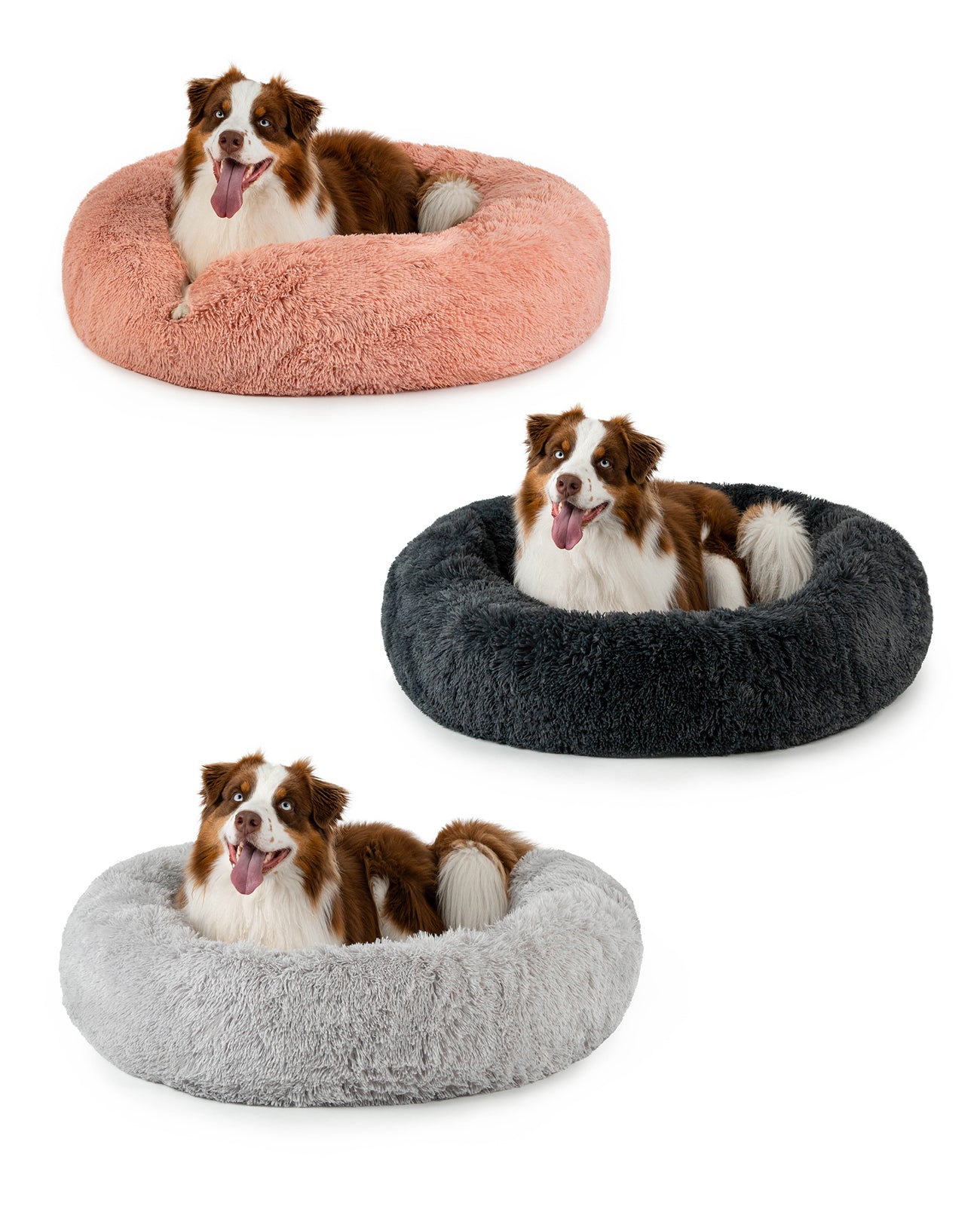 Rundes Hundebett in Donutform aus Plüsch