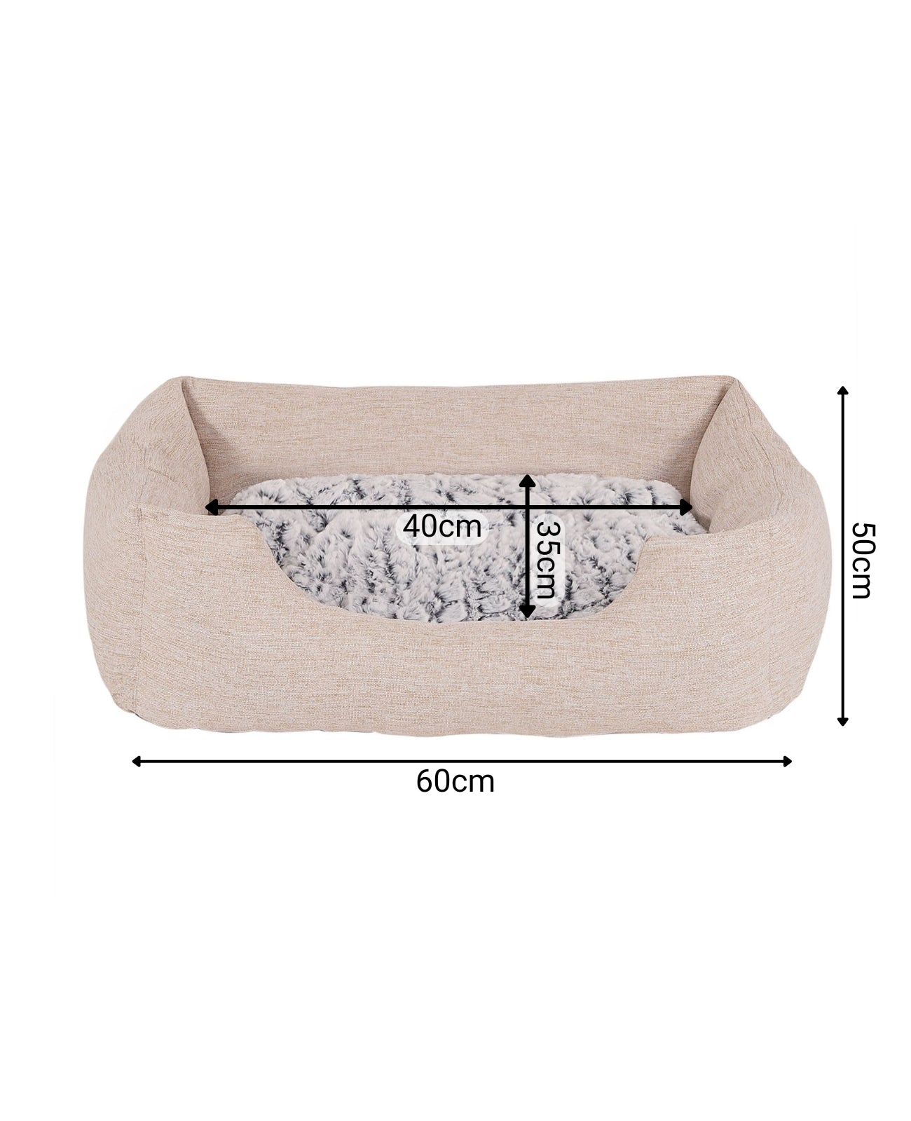 Katzenbett mit Wendekissen & meliertem Außenstoff