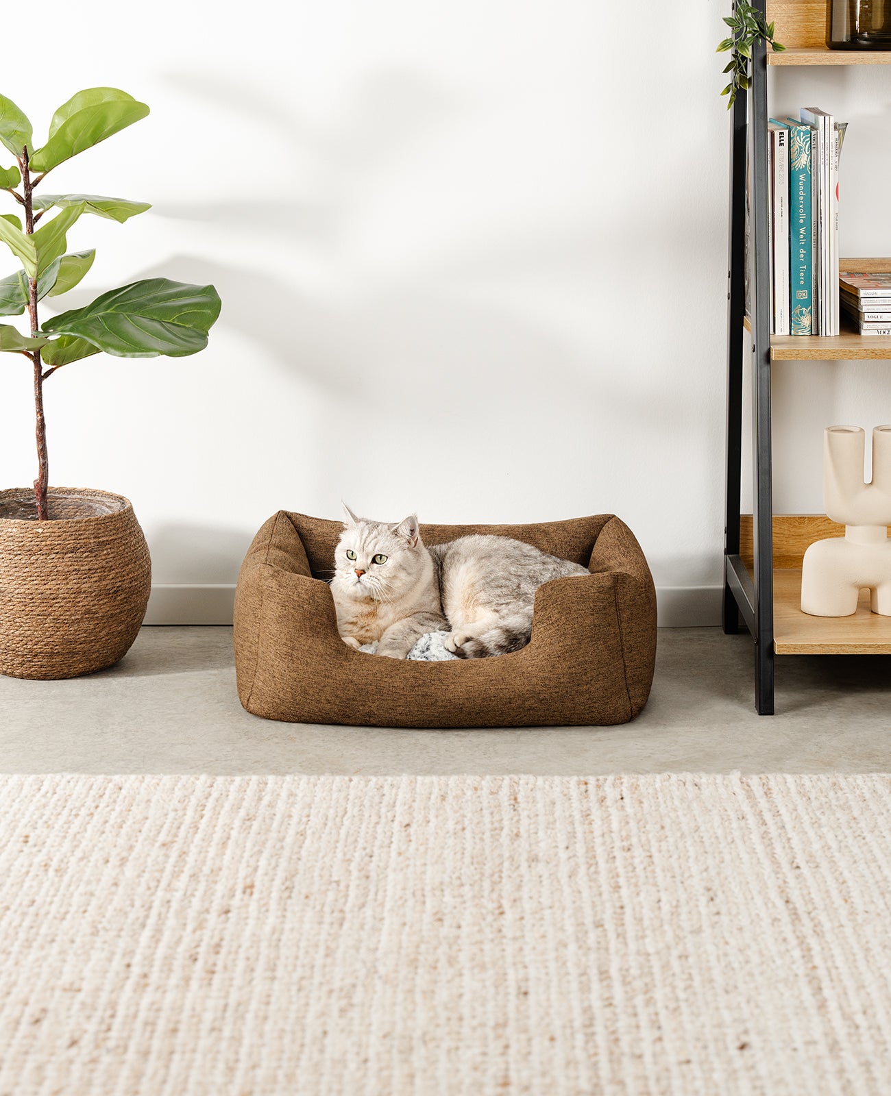 Katzenbett mit Wendekissen & meliertem Außenstoff