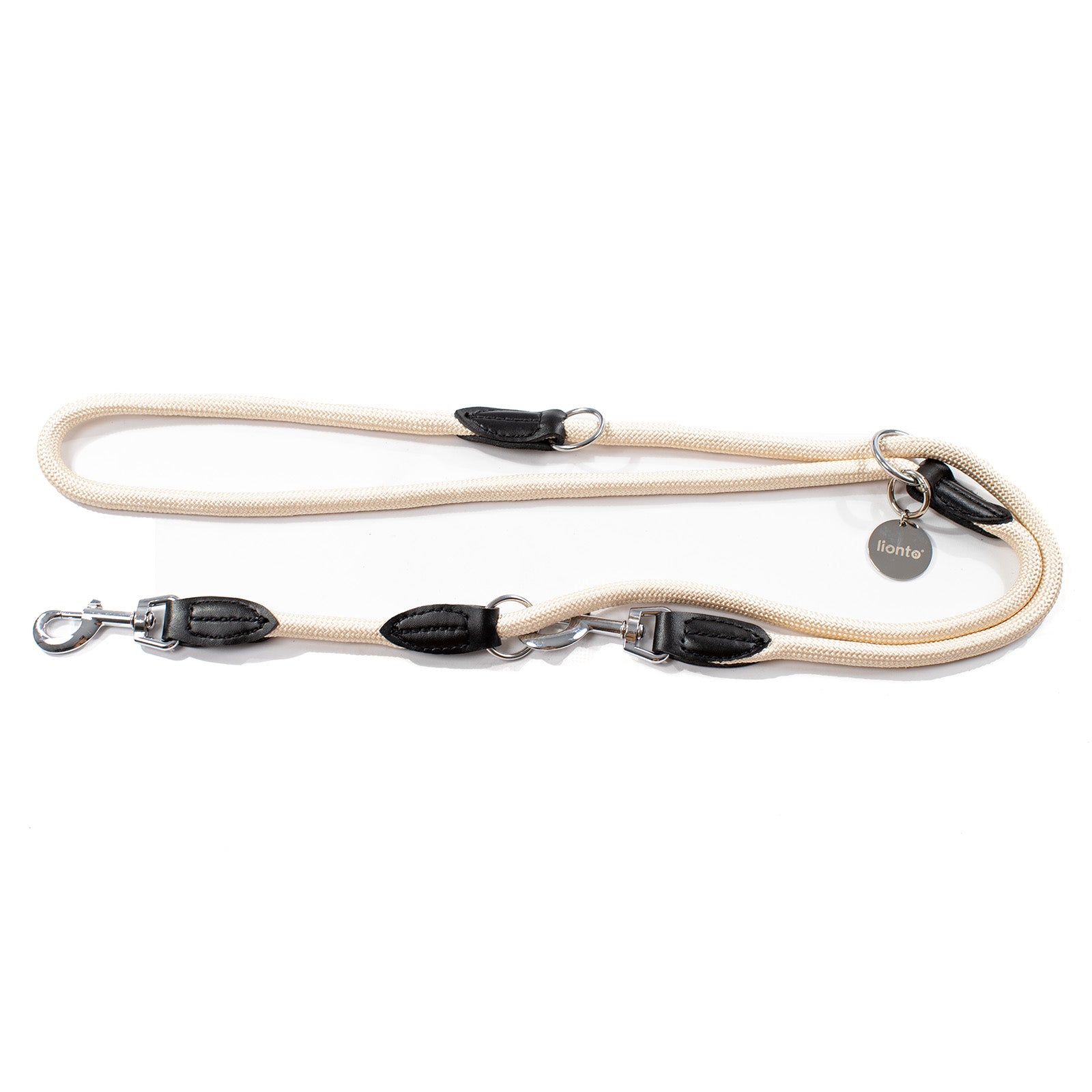 mehrfach längenverstellbare Hundeleine aus Nylon in beige