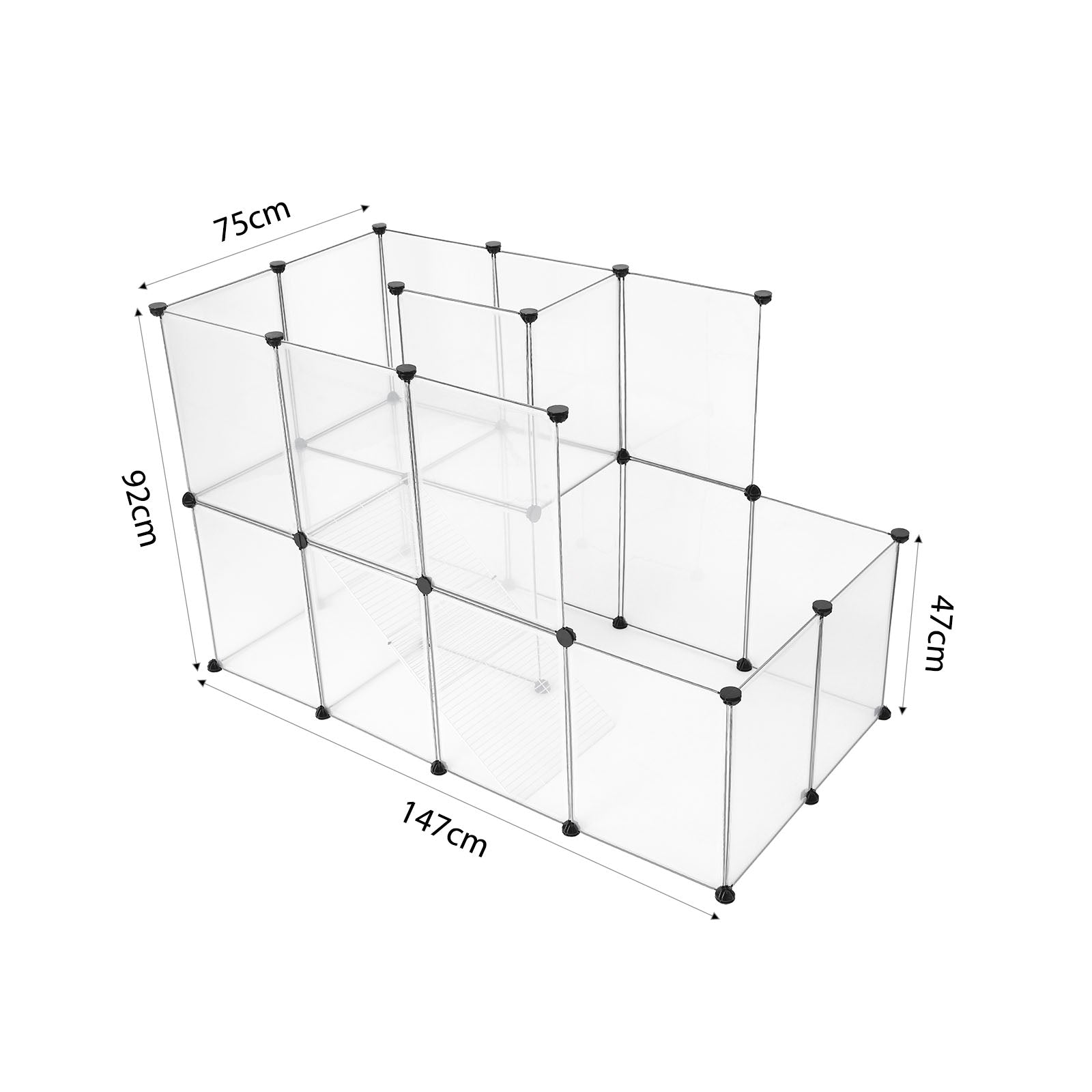 detaillierte Angabe aller Maße anhand des Freilaufgeheges