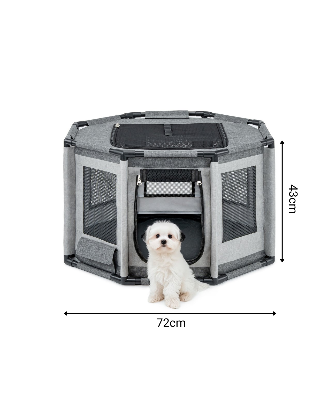 Welpenauslauf mit Rahmen aus PVC-Rohren