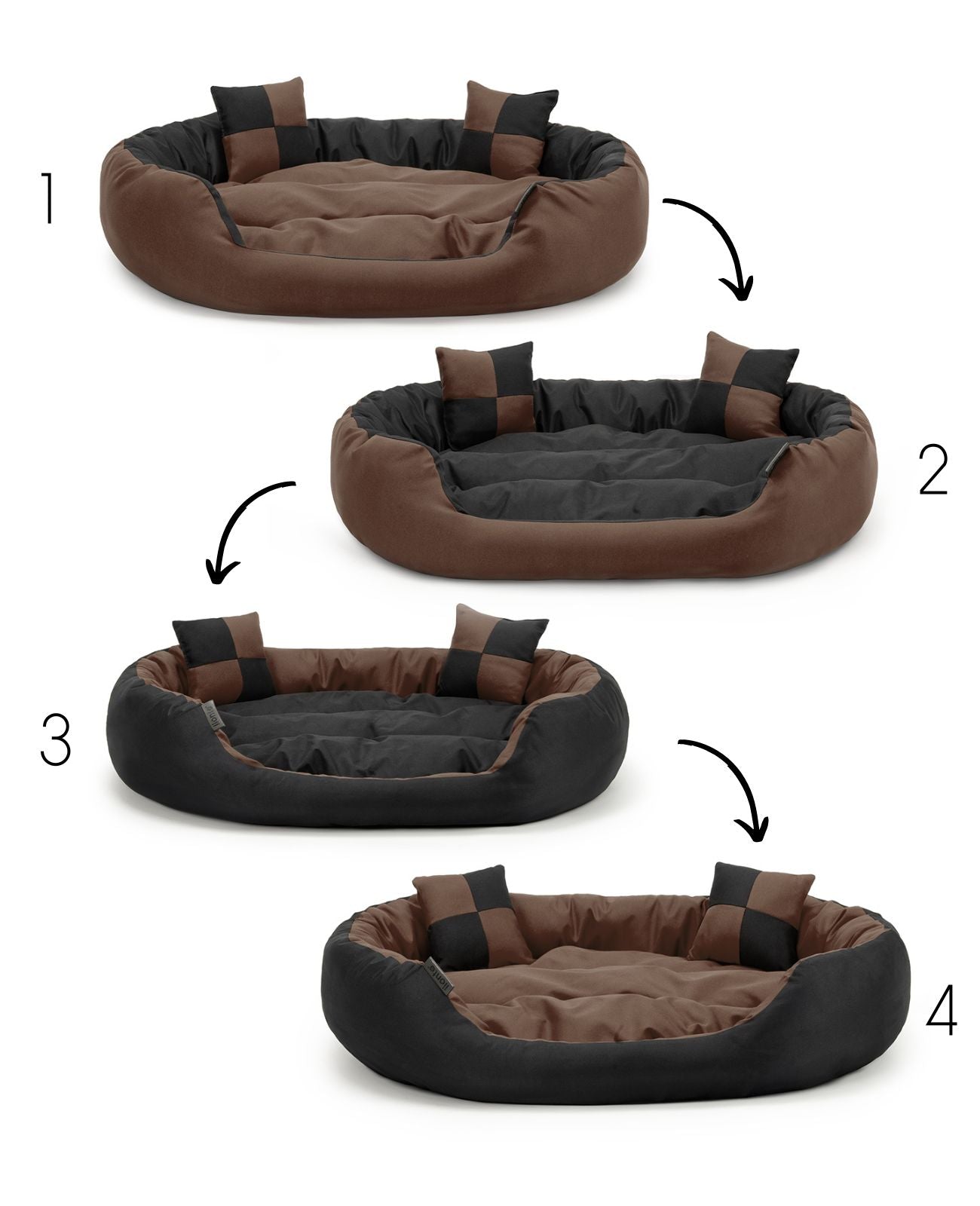 4-in-1 Katzenbett mit Wendekissen