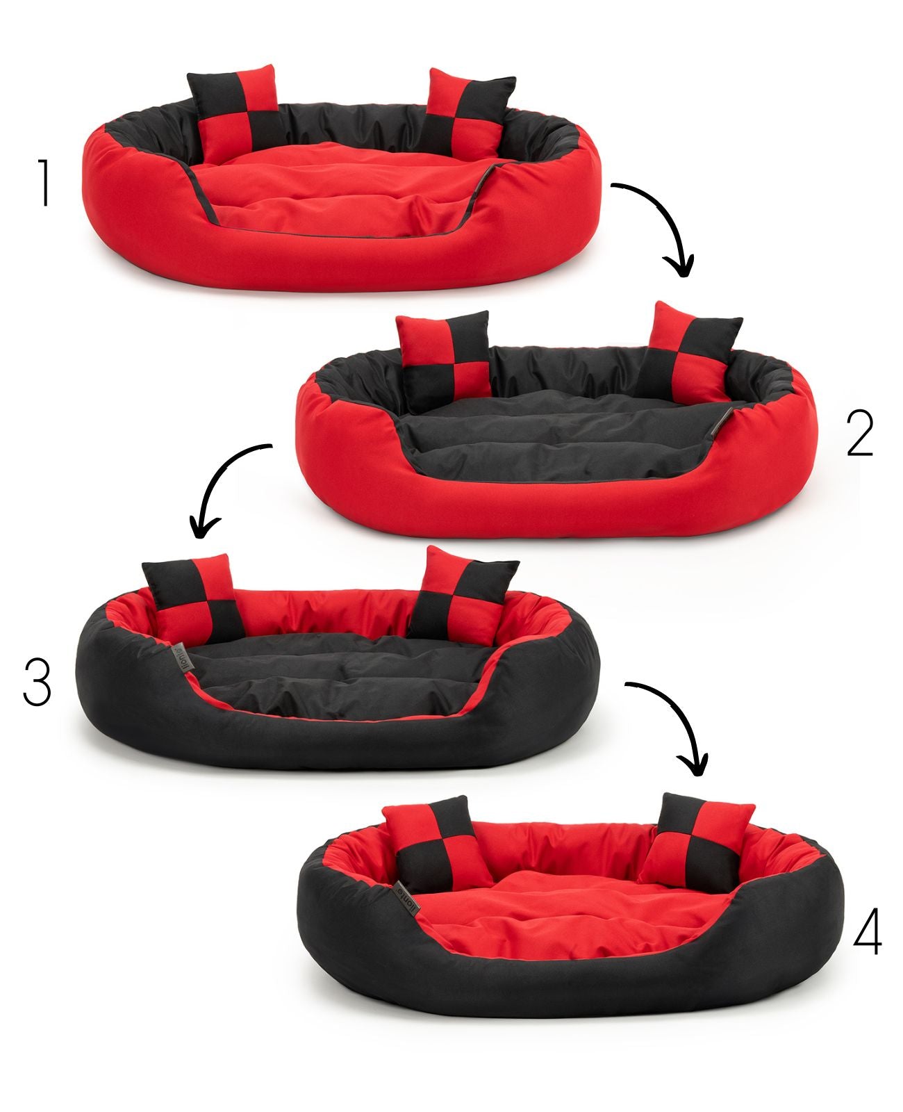 4-in-1 Katzenbett mit Wendekissen