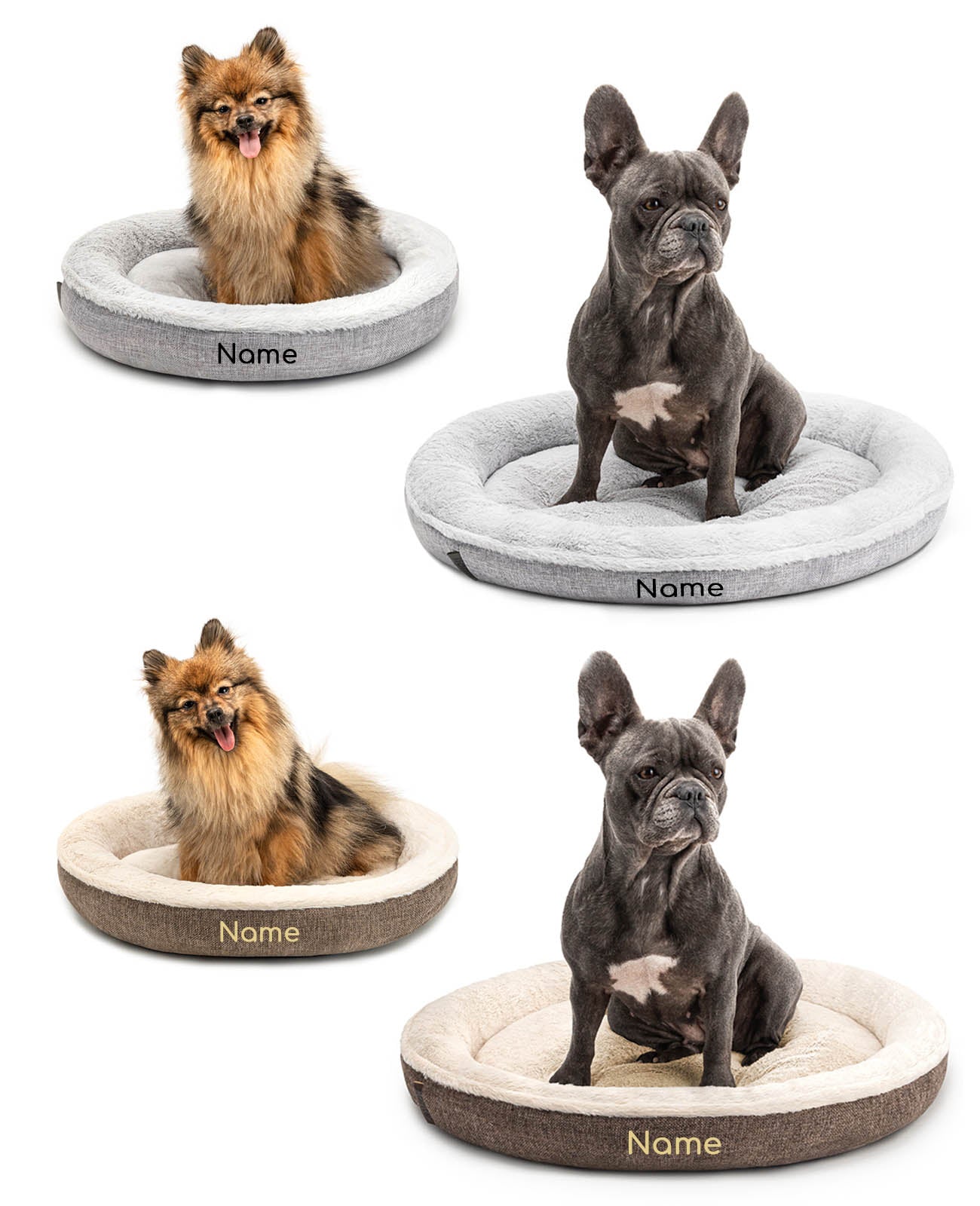 Rundes Heimtierbett, personalisiert