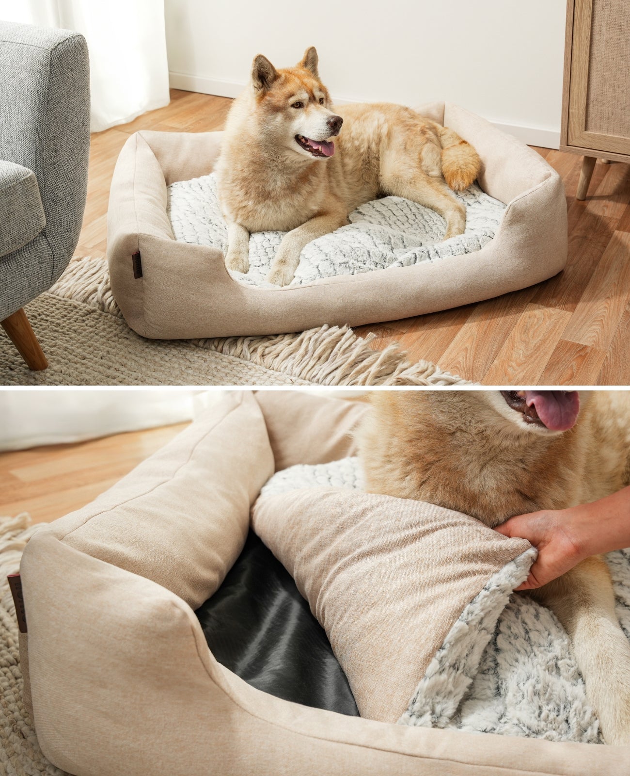 Hundebett mit Wendekissen